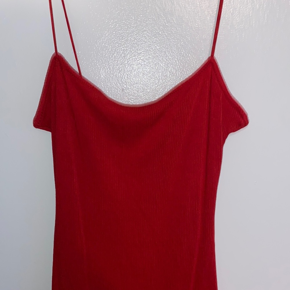 Red body con dress